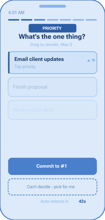 Priority screen — reordered, email client updates now top